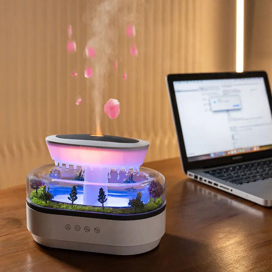 Raindrop - style aroma humidifier with lights, white noise, and essential oil diffusion for home. V.I.P Digital Presence