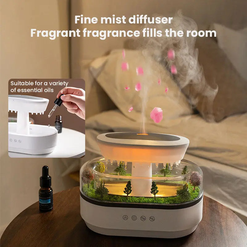 Raindrop - style aroma humidifier with lights, white noise, and essential oil diffusion for home. V.I.P Digital Presence