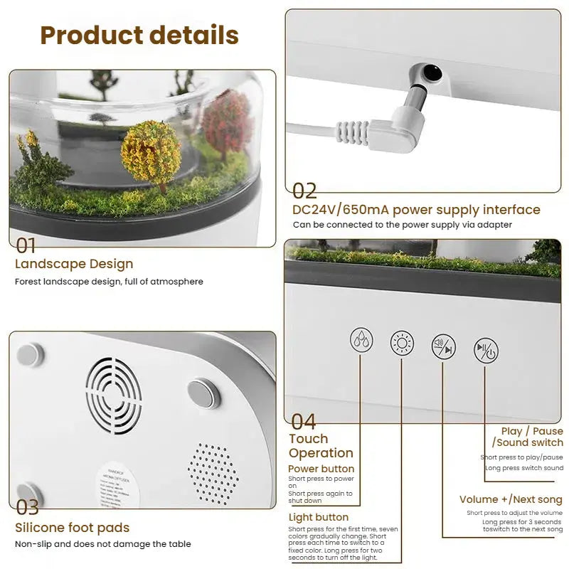 Raindrop - style aroma humidifier with lights, white noise, and essential oil diffusion for home. V.I.P Digital Presence