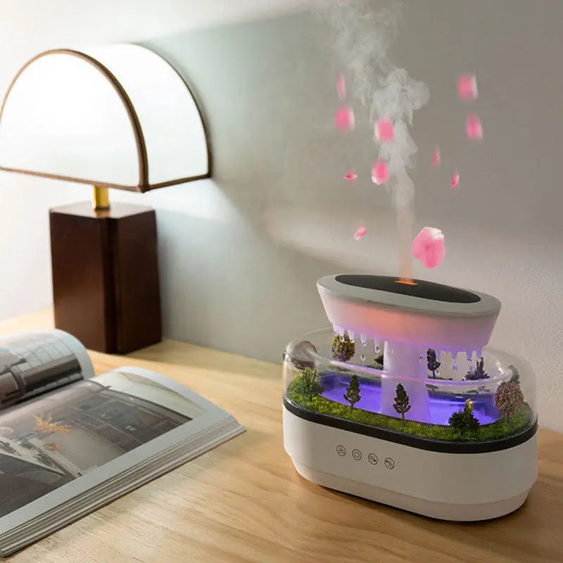 Raindrop - style aroma humidifier with lights, white noise, and essential oil diffusion for home. V.I.P Digital Presence