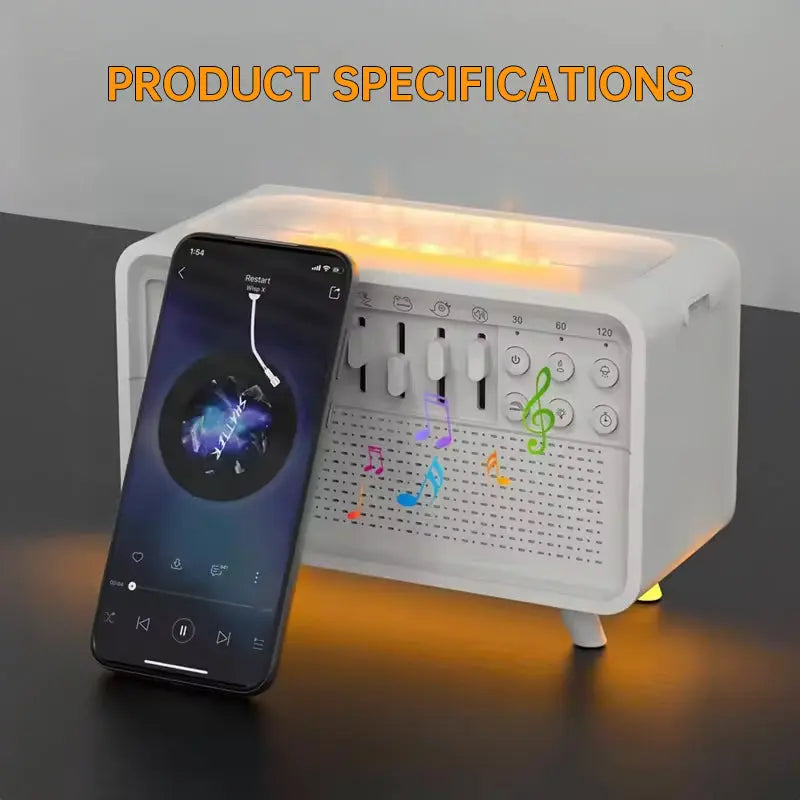 8 - Adjustable - White - Noise Air Aroma Diffuser Humidifier with Night Light and Bluetooth Speaker V.I.P Digital Presence