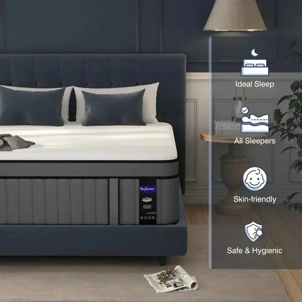 King Size Mattress,14 Inch Hybrid Memory Foam California King Mattress in A Box,Cal King Mattress with Pocket Spring LUXHOME