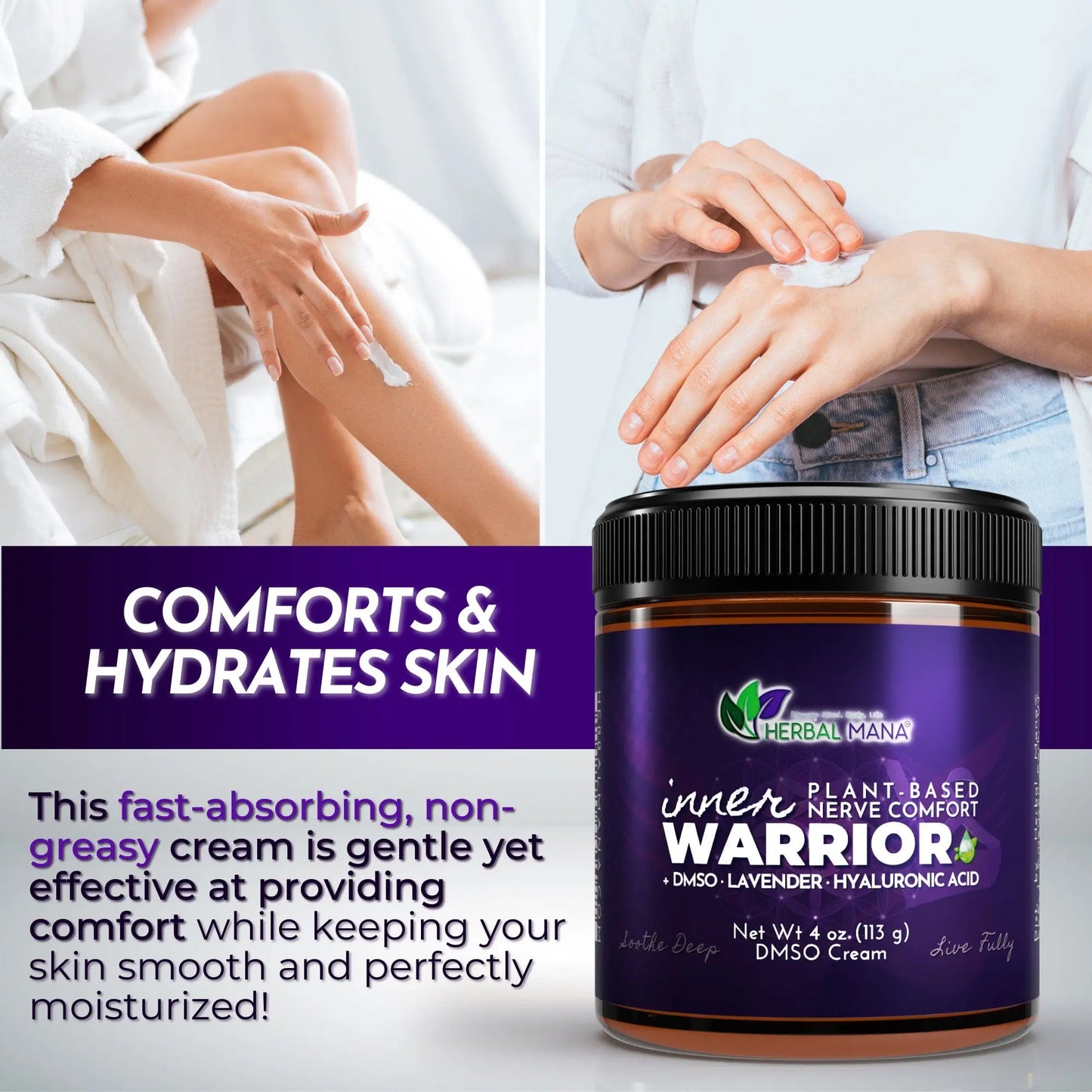 DMSO Cream for Nerve Pain Relief & Sleep | Inner Warrior Herbal Mana