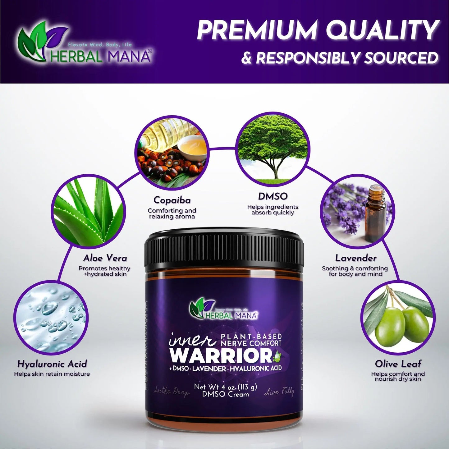 DMSO Cream for Nerve Pain Relief & Sleep | Inner Warrior Herbal Mana